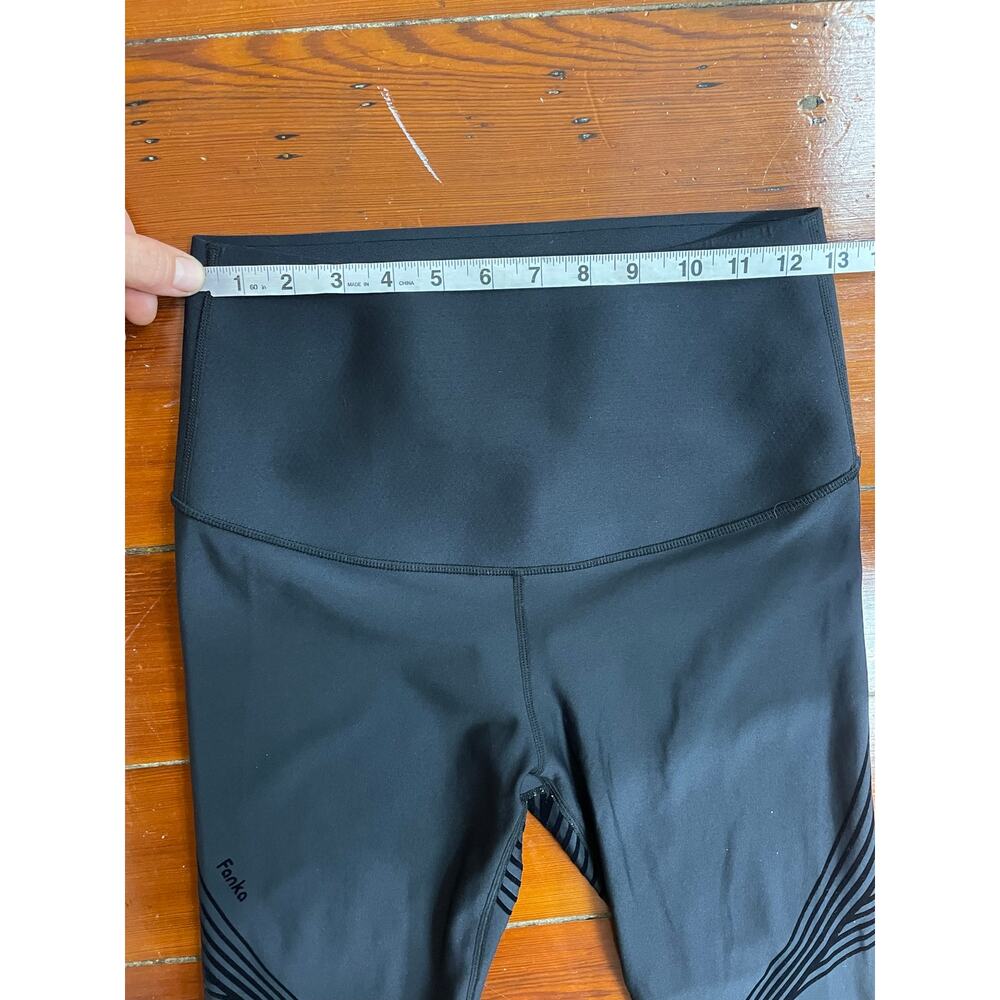 FANKA Body Sculpt Leggings Black Flocked Compression High Rise Womens M - Picture 10 of 12